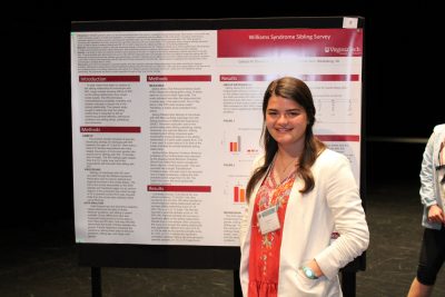Laura Beaudet presents a poster of her research.