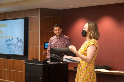 Students from an APCE elective, APS/SOC 4094: Appalachian Community Research, draft legislation on issues relevant to Appalachia in a "You Write the Bill" session led by Delegate Sam Rasoul.