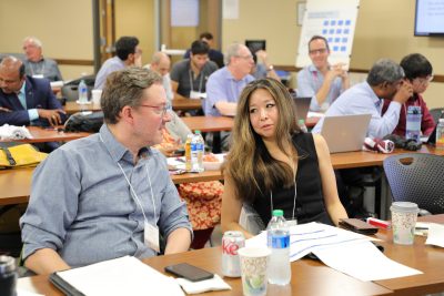 Two attendees at a recent workshop held on the Blacksburg campus.